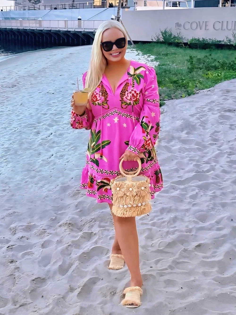 Farm Rio Leopard Forest Pink Mini Dress - Picture 3 of 3